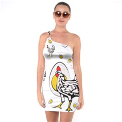 Roseanne Chicken, Retro Chickens One Soulder Bodycon Dress by EvgeniaEsenina