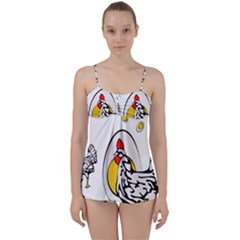 Roseanne Chicken, Retro Chickens Babydoll Tankini Set by EvgeniaEsenina