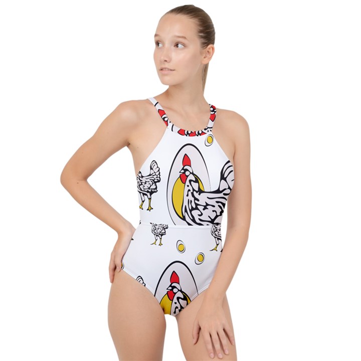 Roseanne Chicken High Neck One Piece Swimsuit