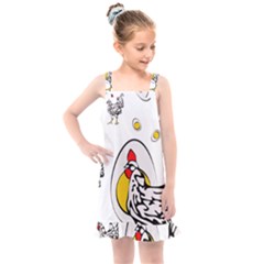 Roseanne Chicken, Retro Chickens Kids  Overall Dress by EvgeniaEsenina