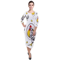 Roseanne Chicken Quarter Sleeve Midi Velour Bodycon Dress by EvgeniaEsenina