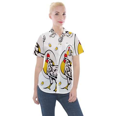 Roseanne Chicken Women s Short Sleeve Pocket Shirt by EvgeniaEsenina