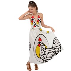 Roseanne Chicken, Retro Chickens Backless Maxi Beach Dress by EvgeniaEsenina