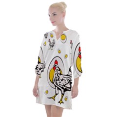 Roseanne Chicken, Retro Chickens Open Neck Shift Dress