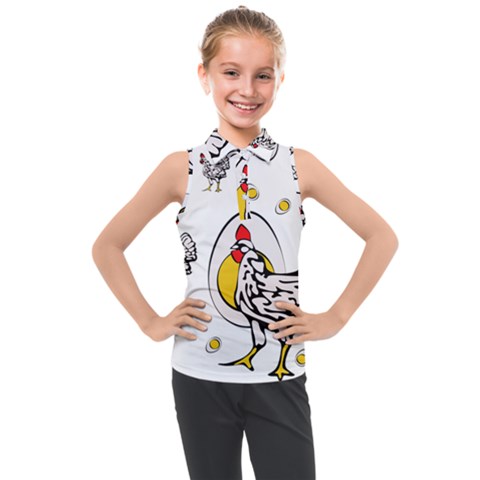 Roseanne Chicken, Retro Chickens Kids  Sleeveless Polo Tee by EvgeniaEsenina