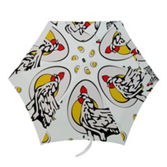 Roseanne Chicken, Retro Chickens Mini Folding Umbrellas by EvgeniaEsenina