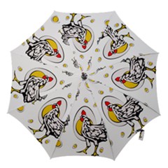 Roseanne Chicken, Retro Chickens Hook Handle Umbrellas (small) by EvgeniaEsenina