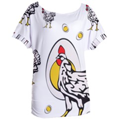 Roseanne Chicken, Retro Chickens Women s Oversized Tee by EvgeniaEsenina