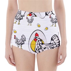 Roseanne Chicken, Retro Chickens High-waisted Bikini Bottoms by EvgeniaEsenina