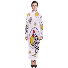 Roseanne Chicken, Retro Chickens Turtleneck Maxi Dress by EvgeniaEsenina