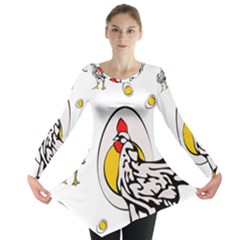 Roseanne Chicken, Retro Chickens Long Sleeve Tunic  by EvgeniaEsenina