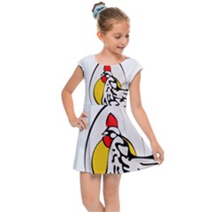 Roseanne Chicken, Retro Chickens Kids  Cap Sleeve Dress by EvgeniaEsenina