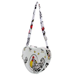 Roseanne Chicken, Retro Chickens Heart Shoulder Bag by EvgeniaEsenina