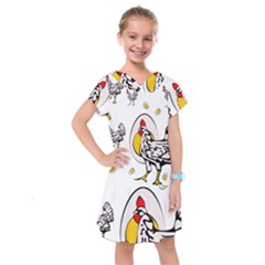 Roseanne Chicken, Retro Chickens Kids  Drop Waist Dress by EvgeniaEsenina