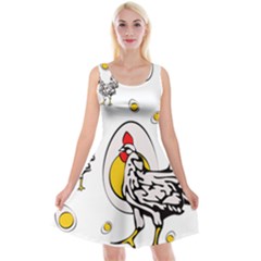 Roseanne Chicken, Retro Chickens Reversible Velvet Sleeveless Dress