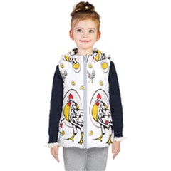 Roseanne Chicken, Retro Chickens Kids  Hooded Puffer Vest by EvgeniaEsenina