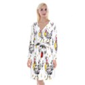 Roseanne Chicken, Retro Chickens Long Sleeve Velvet Front Wrap Dress View1