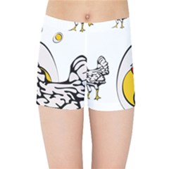 Roseanne Chicken, Retro Chickens Kids  Sports Shorts by EvgeniaEsenina