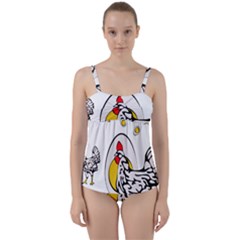 Roseanne Chicken, Retro Chickens Twist Front Tankini Set by EvgeniaEsenina