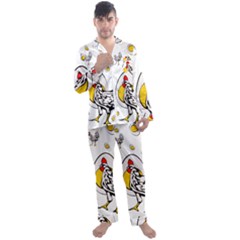 Roseanne Chicken, Retro Chickens Men s Long Sleeve Satin Pyjamas Set by EvgeniaEsenina