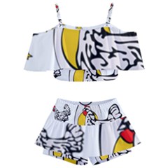 Roseanne Chicken, Retro Chickens Kids  Off Shoulder Skirt Bikini by EvgeniaEsenina