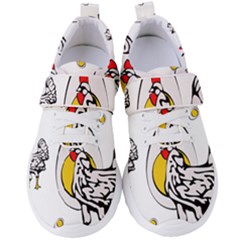 Roseanne Chicken, Retro Chickens Women s Velcro Strap Shoes by EvgeniaEsenina