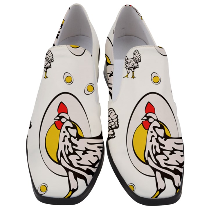 Roseanne Chicken, Retro Chickens Women Slip On Heel Loafers