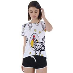 Roseanne Chicken, Retro Chickens Short Sleeve Foldover Tee by EvgeniaEsenina