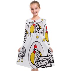 Roseanne Chicken, Retro Chickens Kids  Midi Sailor Dress by EvgeniaEsenina