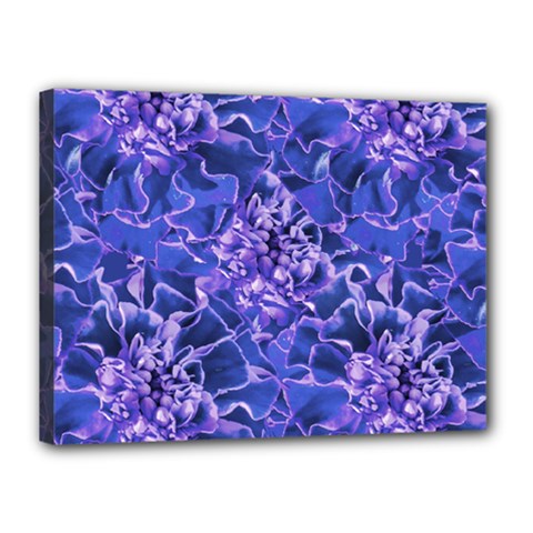 Vibrant Blue Flowers Pattern Motif Canvas 16  X 12  (stretched)