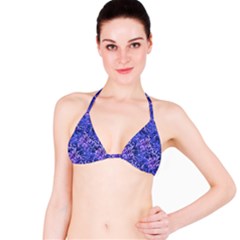 Vibrant Blue Flowers Pattern Motif Bikini Top by dflcprintsclothing