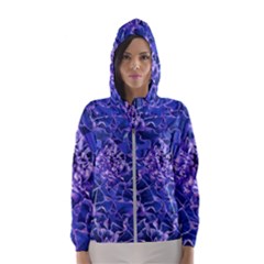 Vibrant Blue Flowers Pattern Motif Women s Hooded Windbreaker by dflcprintsclothing