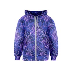 Vibrant Blue Flowers Pattern Motif Kids  Zipper Hoodie by dflcprintsclothing