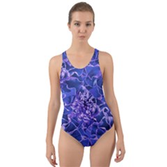 Vibrant Blue Flowers Pattern Motif Cut-out Back One Piece Swimsuit