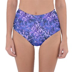 Vibrant Blue Flowers Pattern Motif Reversible High-waist Bikini Bottoms by dflcprintsclothing