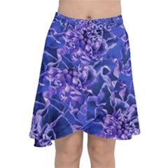 Vibrant Blue Flowers Pattern Motif Chiffon Wrap Front Skirt by dflcprintsclothing