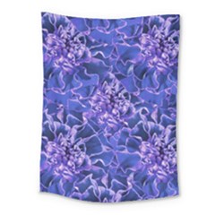 Vibrant Blue Flowers Pattern Motif Medium Tapestry