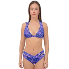 Vibrant Blue Flowers Pattern Motif Double Strap Halter Bikini Set by dflcprintsclothing