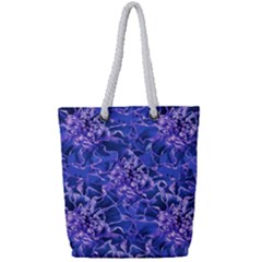 Vibrant Blue Flowers Pattern Motif Full Print Rope Handle Tote (small) by dflcprintsclothing