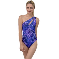 Vibrant Blue Flowers Pattern Motif To One Side Swimsuit