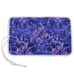 Vibrant Blue Flowers Pattern Motif Pen Storage Case (l) by dflcprintsclothing