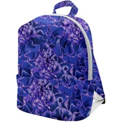 Vibrant Blue Flowers Pattern Motif Zip Up Backpack