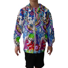 Mountain Abstract Kids  Hooded Windbreaker by okhismakingart