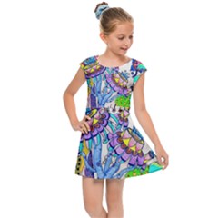 Mountain Abstract Kids  Cap Sleeve Dress by okhismakingart