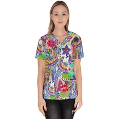 Mountain Abstract Women s V-neck Scrub Top by okhismakingart