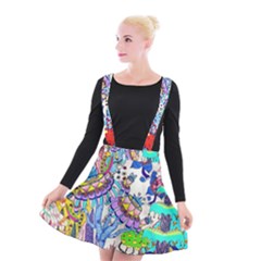 Mountain Abstract Suspender Skater Skirt by okhismakingart