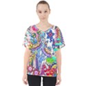 Mountain Abstract V-Neck Dolman Drape Top View1