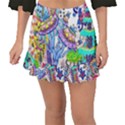 Mountain Abstract Fishtail Mini Chiffon Skirt View1