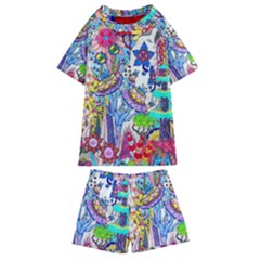 Mountain Abstract Kids  Swim Tee And Shorts Set by okhismakingart