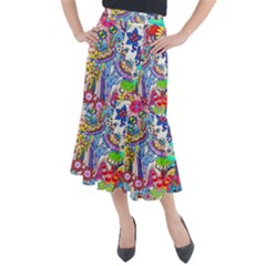 Mountain Abstract Midi Mermaid Skirt by okhismakingart